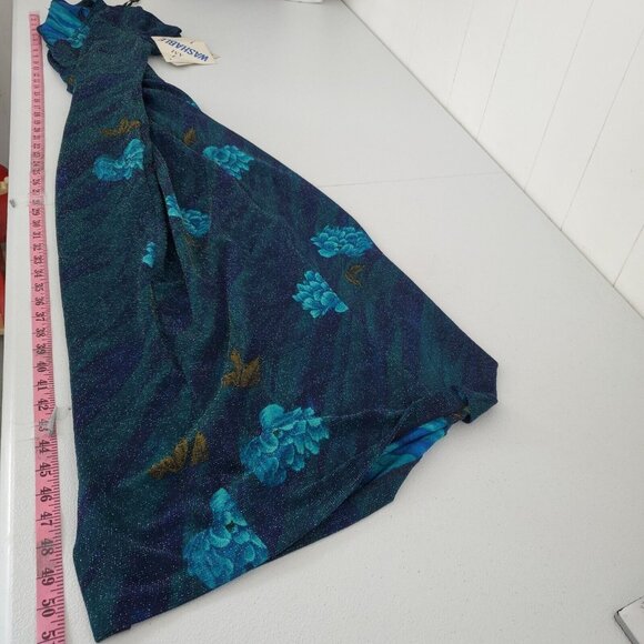 Dress Barn Womens Vintage Green Floral Metallic Shimmer Maxi Dress Size 6 Y2K - Picture 11 of 12